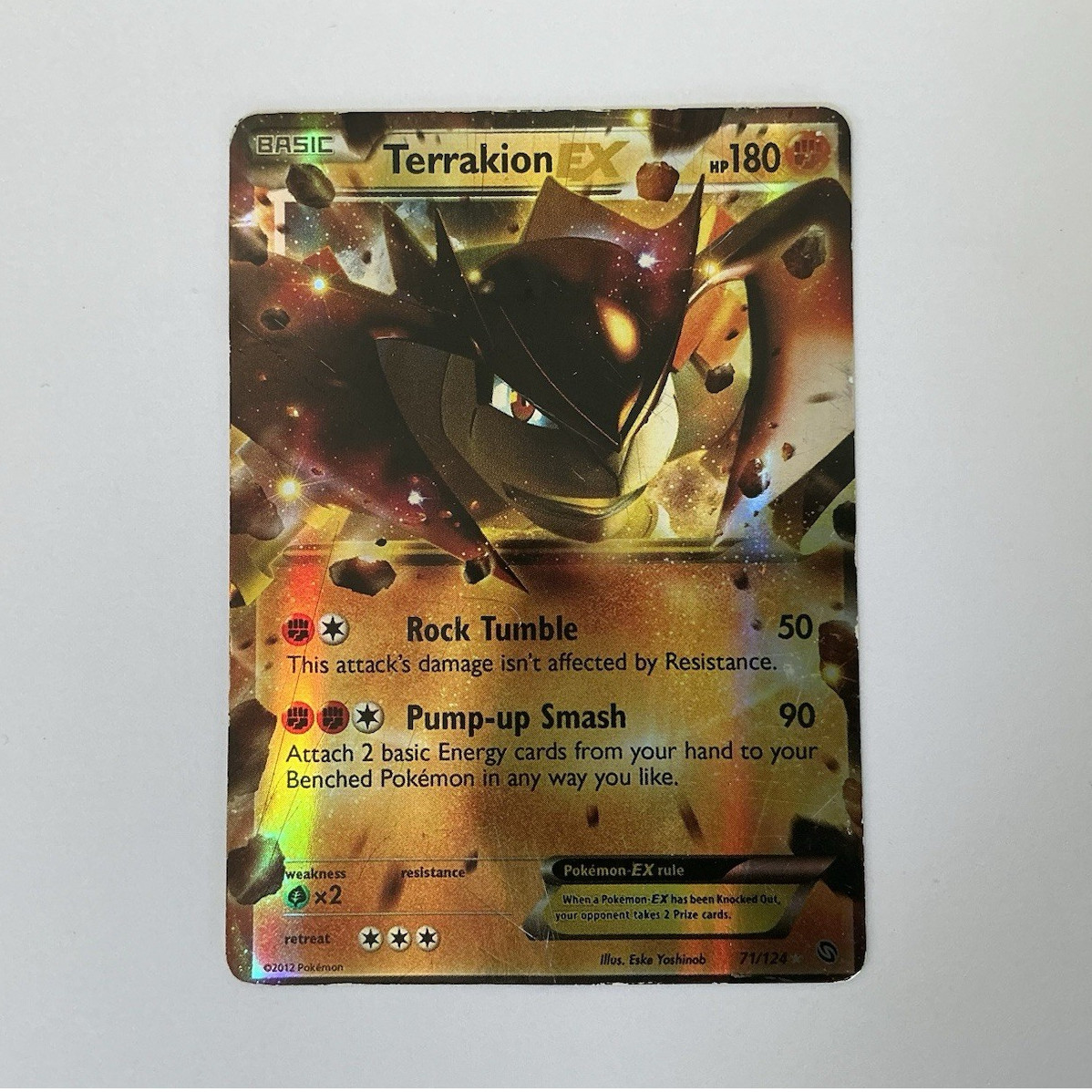 Pokemon Terrakion EX 71/124 Dragons Exalted Ultra Rare Full Art Holo EN 2012