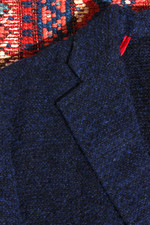 Isaia Napoli Wool Mohair Alpaca Navy over Black Textured Sport Coat 42R