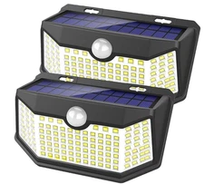HMCITY Solar Lights Outdoor 120 LED with Lights Reflector and 3 Lighting Modes,