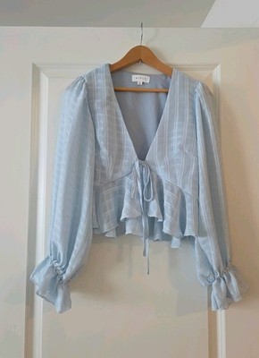 Tie Front Ruffle Blouse Coastal Cowgirl Coquette Womens S Romantic Mable Cottage