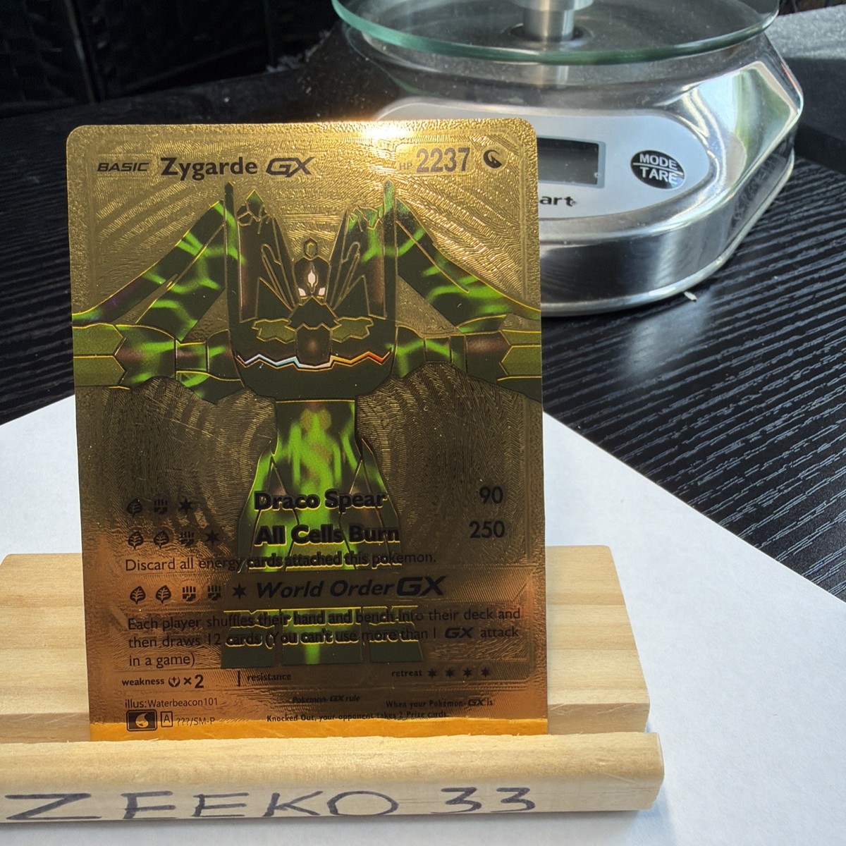 Zygarde Gx 2237 Hp Draco Spear Fan Art Display Card Gold Foil All