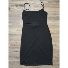 Women's Black Bodycon Cocktail Dress Spaghetti Strap Size M