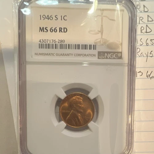 1946-S Lincoln Wheat Small Cent NGC MS66RD Uncirculated Bronze