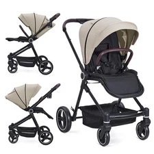 Baby Stroller for Newborn, 4 Modes Convertible Toddler Stroller, High Landsca...