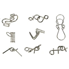 8x Metal Crafts Chinese Ring Puzzle IQ Brain Teaser Kid Adult Educational Toy d