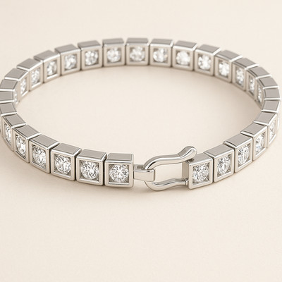 Certified 7.00 Ct Treated Natural Diamond Bracelet in 14K White Gold