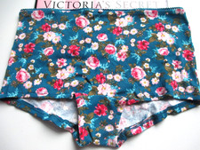 VICTORIA'S SECRET 100 Cotton Boyshort Panty NWT Size M Floral Blue FREE SHIP 4 