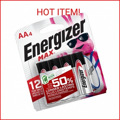 Energizer AA Batteries, Max Double A Battery Alkaline, 4 Count