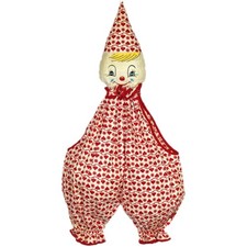 50s Vintage R Krueger Nursery Baby Diaper Stacker Holder Red White Stuffed Clown