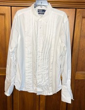Polo Ralph Lauren Douglas Formal Sport Tuxedo Shirt Men XL White French Cuff VTG