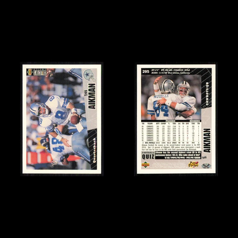Troy Aikman #295 1996 Collectors Choice Dallas Cowboys Football Card NFL NM - Image 3 of 3