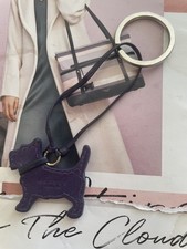 Radley Purple Leather Dog Tag / Bag Charm / Key Ring.