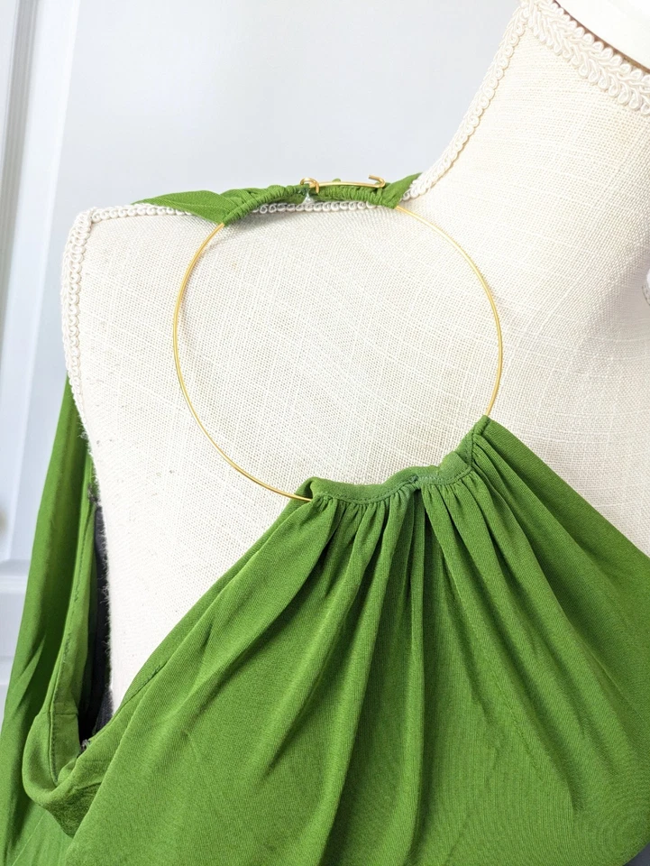 NWT Laundry Green One Shoulder Dress Sz M Gold Ring Mini Dress Party Cocktail  - Image 4 of 4