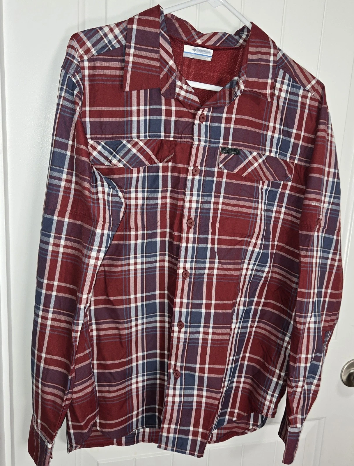 COLUMBIA Men's Med Omni Wick Plaid Lightweight Long Sleeves Shirt