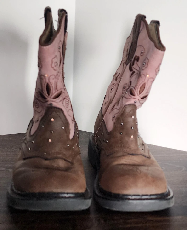Botas de Vaquero Marrón Rosa Tachonado Iluminadas Juveniles Talla 13M Marca Roper Foto 2 de 4