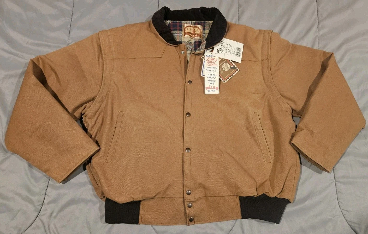 Deadstock Pella Canvas Jacket Mens 2XL Big Dutch Convertible Vest US GOVT Stamp