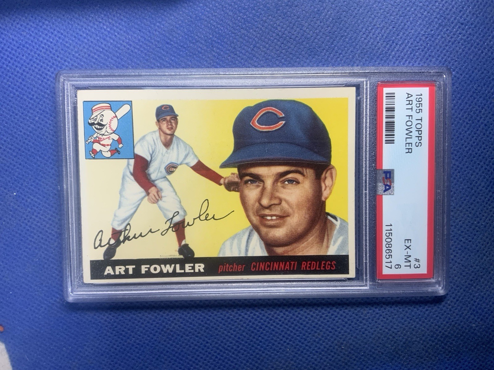 1955 Topps #3 Art Fowler PSA 6 EX-MT Cincinnati Reds