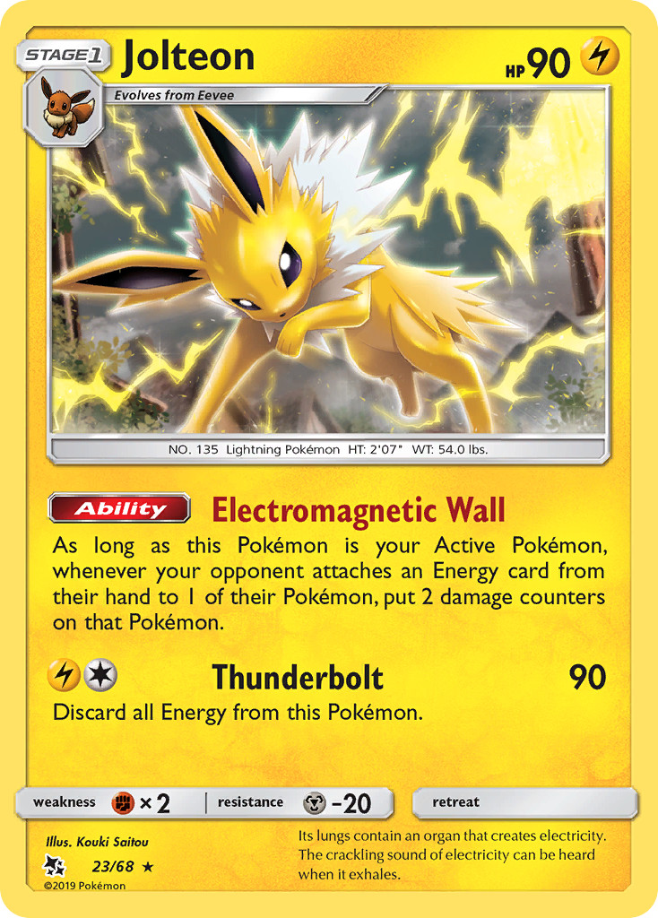 Jolteon 23/68 Rare Hidden Fates Pokemon Near Mint