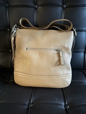 Coach Camel Crossbody Pebbled Leather Handbag, Zip Top & Outer Pocket