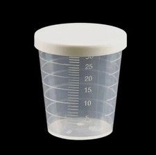 10Pcs 30ml Medicine Measuring Measure Cups With White Lids Cap Clear Container
