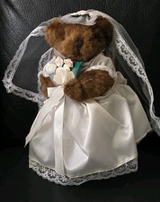 Vintage Mrs Bear Bride Plush Wedding Teddy Lace Dress Veil Papel 8"