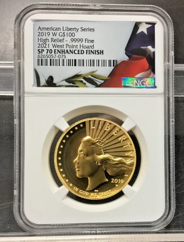 2019-W 1oz Enhanced High Relief American Liberty Gold NGC SP70 WEST POINT HOARD