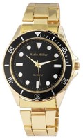 Alain Miller Herren Armband MäNner Uhr Gold Schwarz Farben Edelstahl 42Mm Neu