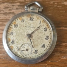 Vintage Gotham Pocket Watch 17 Jewel Runs   Missing Crystal   Parts/Repair