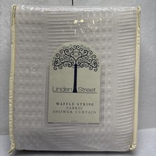 White Waffle Stripe Fabric Shower Curtain - Linden Street - 72 x72 NIP