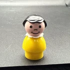 Vintage Fisher Price Little People Girl with Black Hair Yellow Dress Plastic
