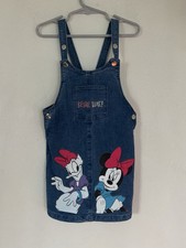 Rare Ninety-Era Disney Minnie Mouse Daisy Denim Pinafore Dress Bib Style 2- 3T
