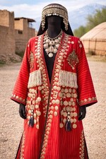 Turkmen Traditional Jacket, Rare Antique Embroidered Kaftan, Handmade Unique