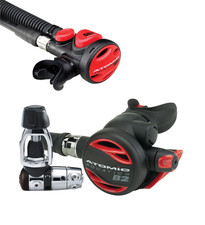 Atomic Aquatics B2 Regulator Yoke Sealed with SS1 Safe Second Stainless Red