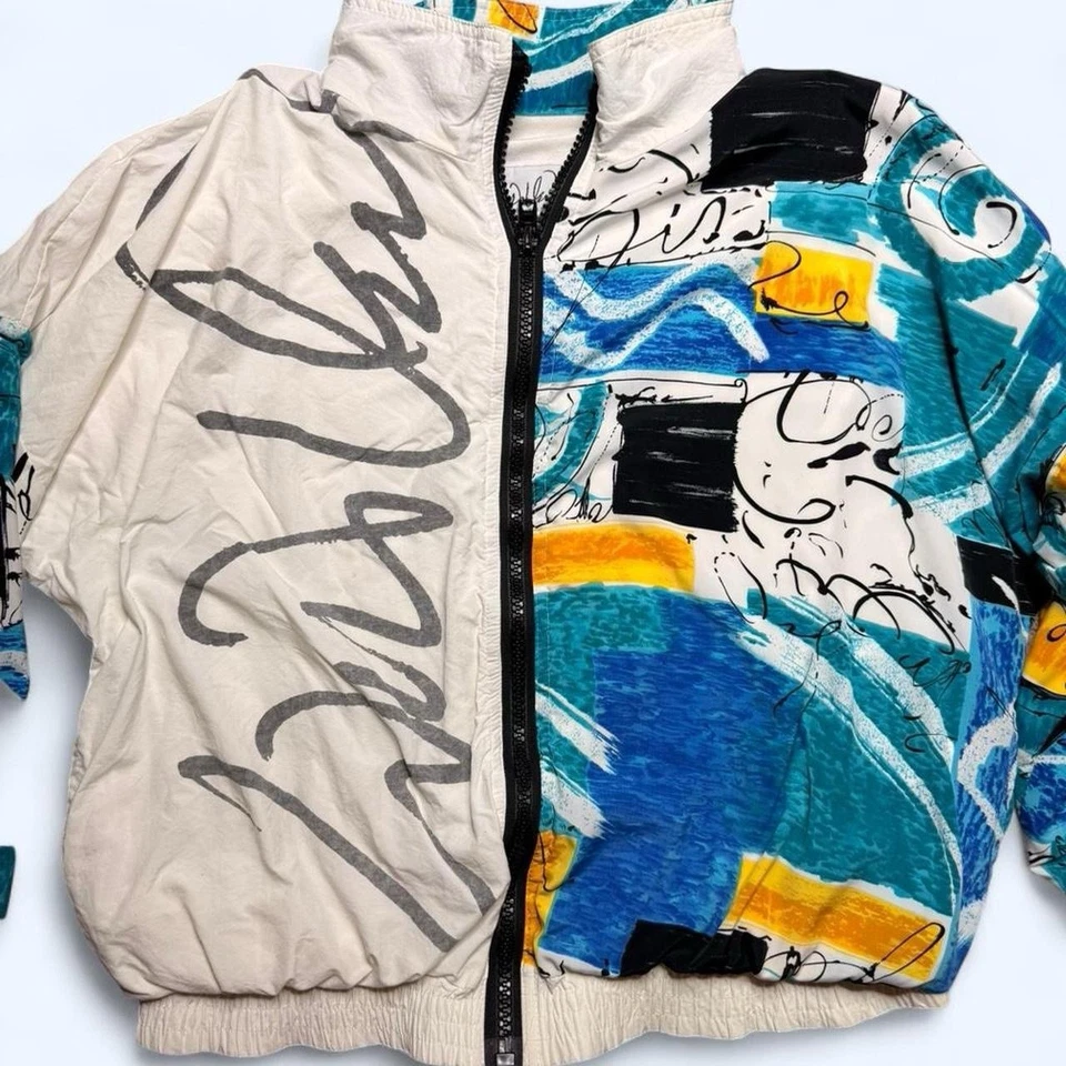 Винтажная ветровка 80-х William Serbin Colorblock XL куртка на молнии ретро США - Изображение 2 из 4