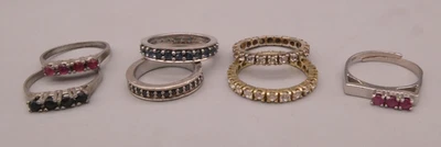 Ring Sterlingsilber 925 und 835 besonderes Konvolut Set Rubin Saphir Zirkonia - Bild 1 von 4