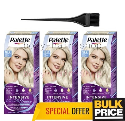 Palette 10-2 Ultra Ash Blonde Hair Color Cream Salon-Style Grey Coverage 3-Pack