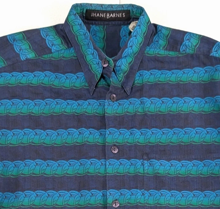 Chemise Pour Homme Jhane Barnes - Taille M (Medium) - Couleur Teal (bleu-vert) - Manches Longues - Occasion En Très Bon état