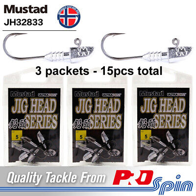For Soft Plastic Lures 3 Pack Lots Mustad Round Jig Heads 5g
