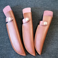 Outdoor Straight Knife Belt Loop Hunt Holster Sheath Cow Leather Scabbard Case