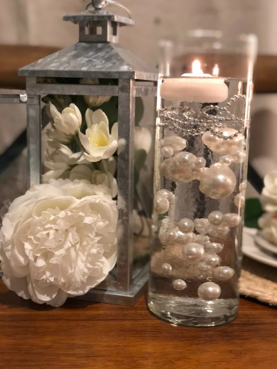 Floating white no hole Pearls Centerpiece 80pc mix size pearls - DIY Decor