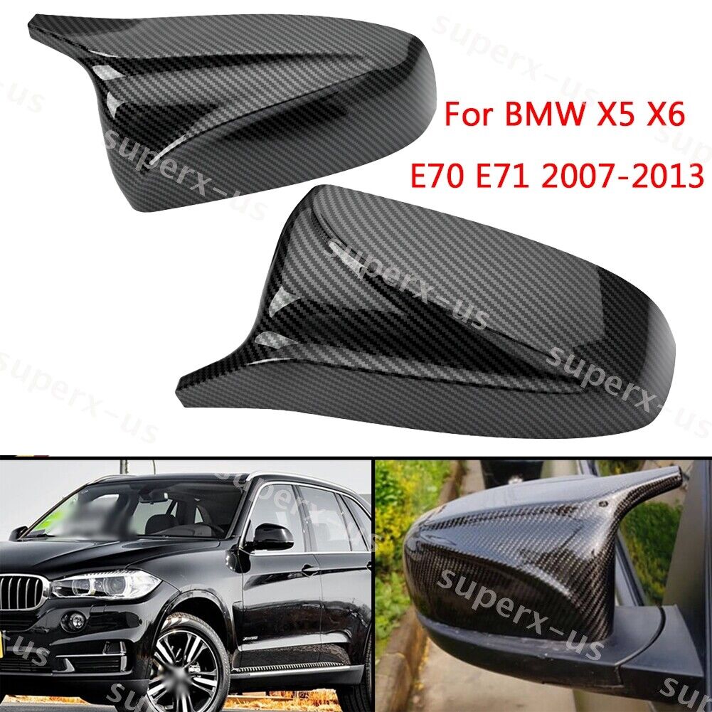 For BMW X5 X6 E70 E71 2007-2013 M Style Carbon Fiber Side Wing Mirror Cover  Caps