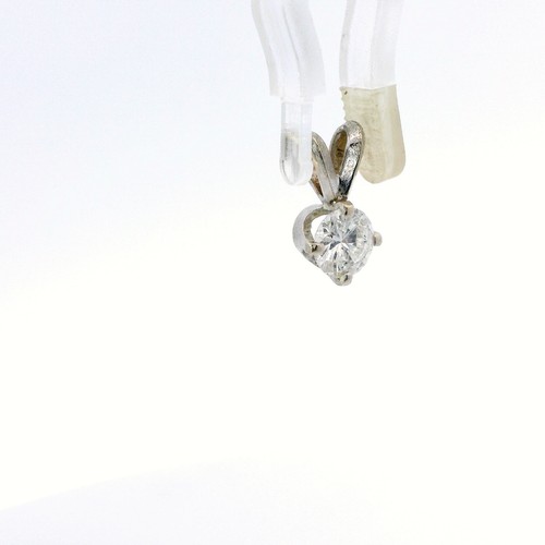 14k White Gold 0.40ct Round Brilliant Cut Diamond (G, I1) Solitaire Drop Pendant - Picture 13 of 14