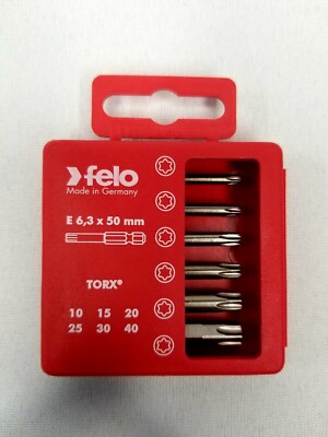 Felo 31419, Profi Bit Box Set 6 Bits x 2 inch - Torx, Made In Germany