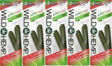 Wild H. Natural Wraps Rolling Papers 20 Total Wraps 5 Pouches / 4 Per (Limeade)