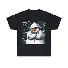 Hip Hop Snowman T Shirt Unisex Adult Funny Rap Tee Streetwear Graphic Christmas