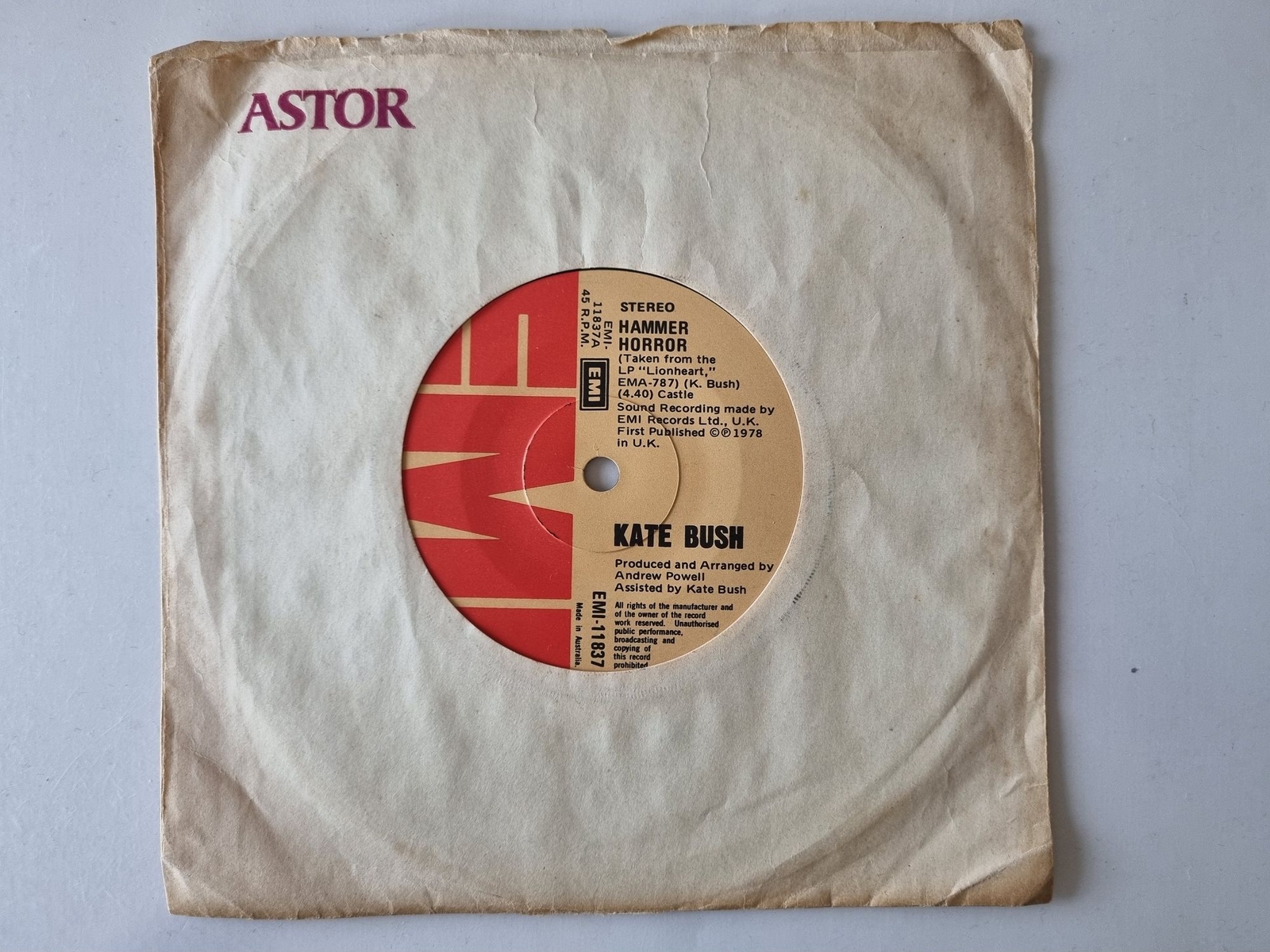 Kate Bush - Hammer Horror 7'' Vinyl Australia
