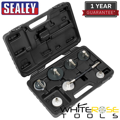 #ad Sealey Pressure Bleeder Cap Set 7pc Brake and Clutch GBP 287.20