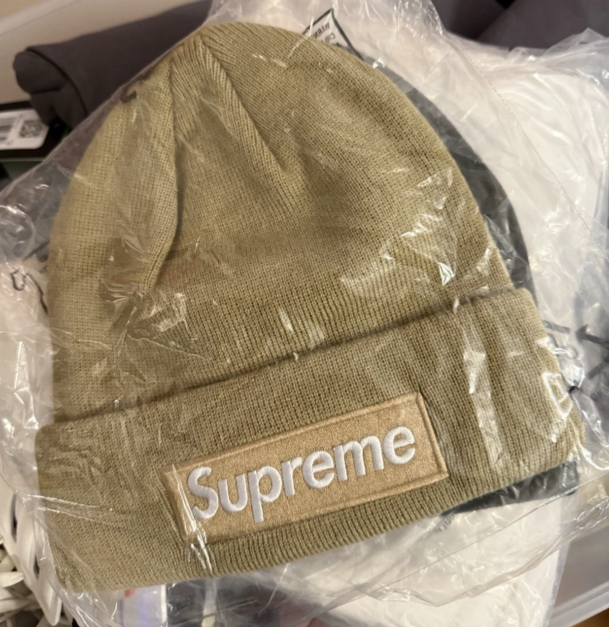 Bonnet Supreme New Era Box Logo (FW23) sable foncé NEUF