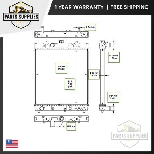 TC05099600 Radiator fits Kubota L3710DT L3710DT-GST L3710DT-HST L4310DT ...