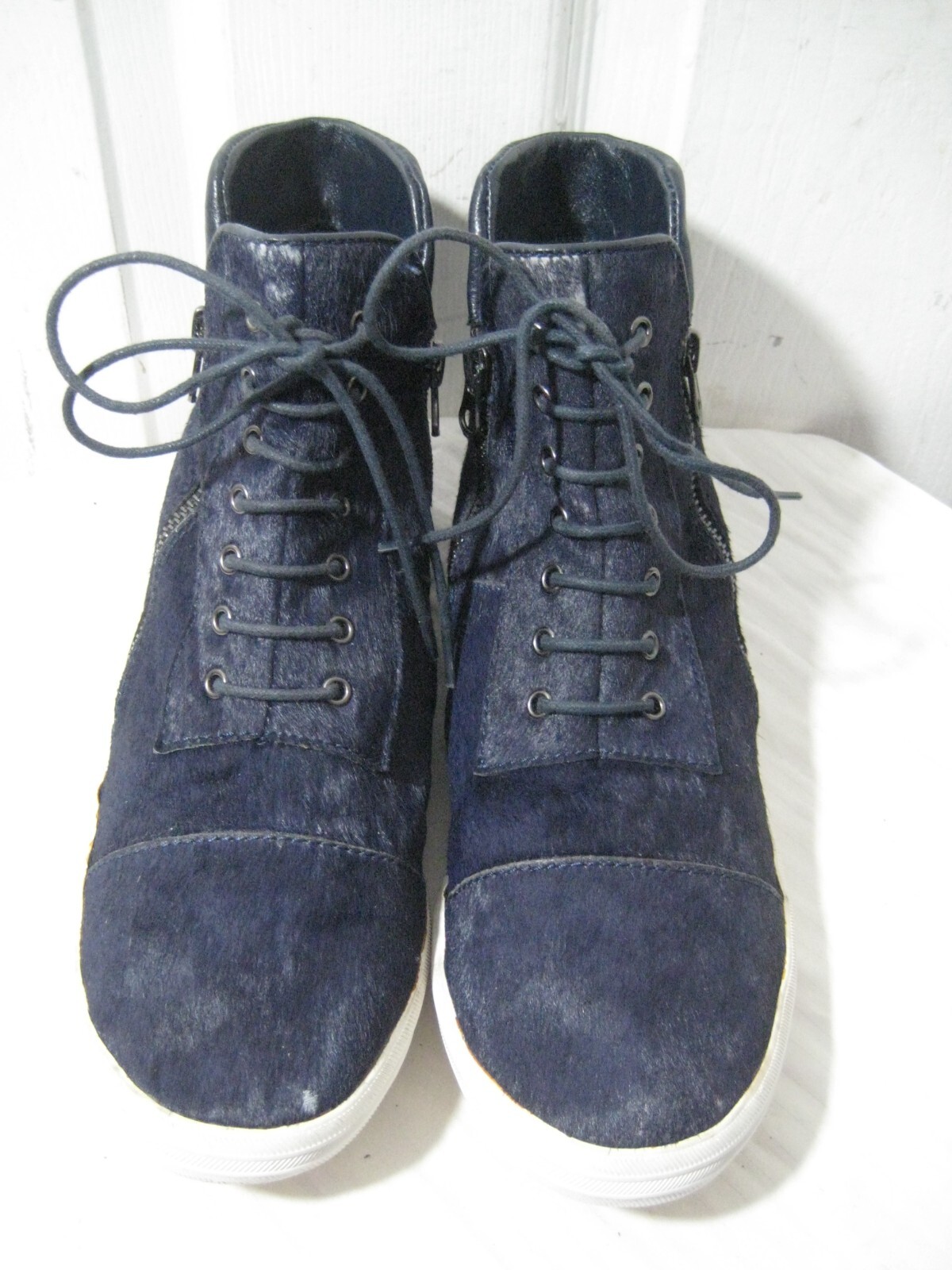 PONY Scarpe sneakers alte uomo ALL BLACK blu navy capelli di cavallo taglia 41 7 5